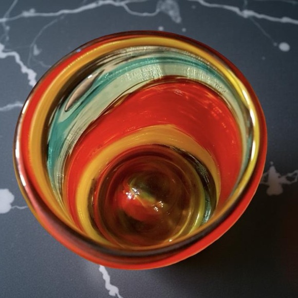 Hand blown Muti colored glass / vase orange, yellow, greens handcrafted - Picture 5 of 15